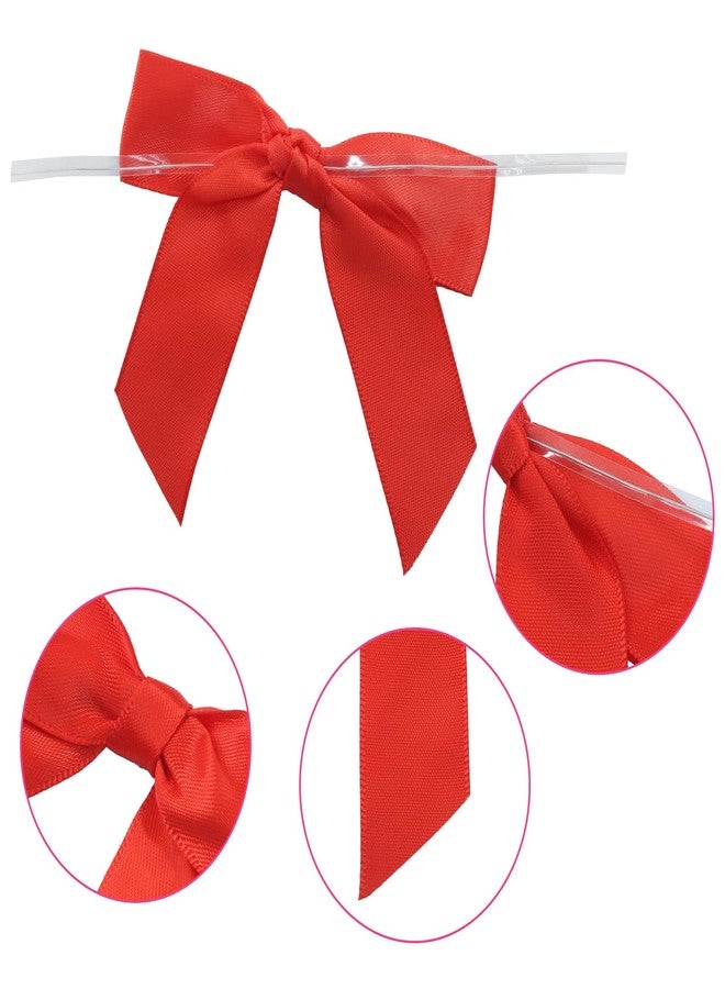 Verkelly 50 Pack 3.5 Inch Satin Ribbon Twist Tie Bows for Gift Wrapping, Treat Bags, Party Favors, and Decorations(Red) - Image 3
